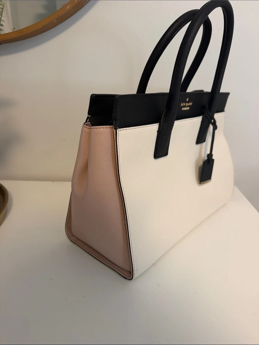 kate spade Black and Cream Colorblock Structured Satchel